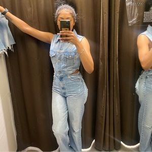 ZARA Denim cut-out jumpsuit